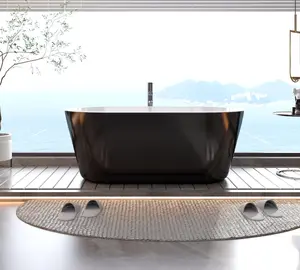 Garvee 1 set of freestanding bathtub 6117, freestanding bathtub, 67 inch white inside and black outside, chrome-plated overflow cover, cUPC drain, 1700*800*580