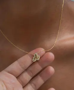 Pave Outline Bubble Letter Necklace, Diamond Name Custom Necklace, Dainty Gold Name Plate Necklace, Bubble Name Personalized Necklace Gift