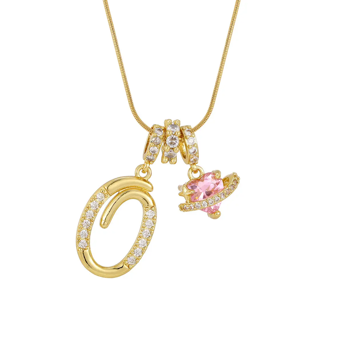 Gold O (Pendant -Snake Bone Chain)