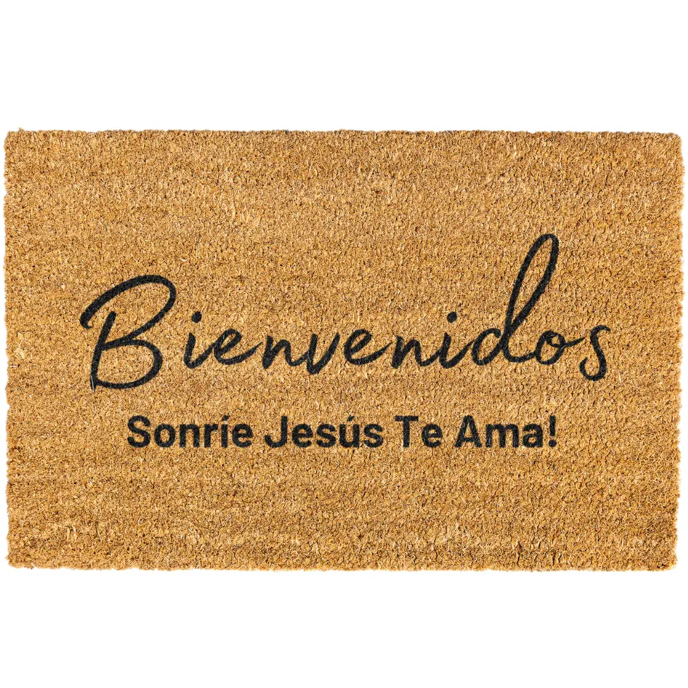 Bienvenidos Sonrie Jesus Te Ama doormat, Welcome Mat, Spanish door mat, Tapete