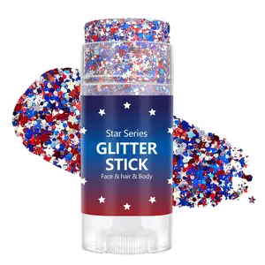 4th of July Glitter Stick | Red, White & Blue Body & Hair Sparkle for Independence Day Party, Festival & Fun Holiday Look