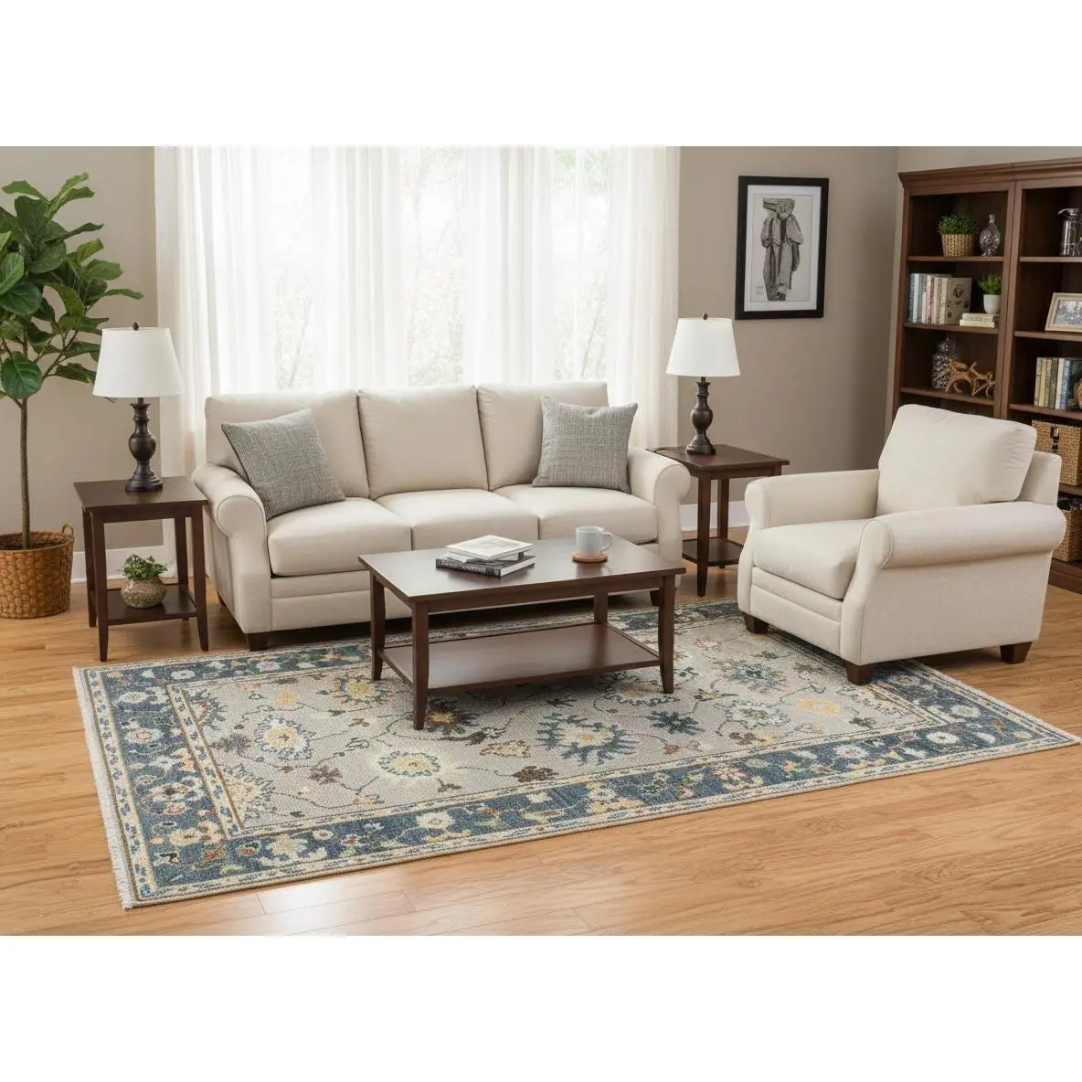 Hand Knotted Oushak Rug Grey Turkish Wool Area Rug