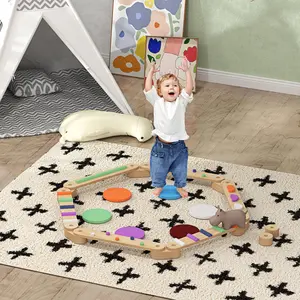 Double-Sided Balance Board for Kids - 1 Smooth Surface, 1 Textured Anti-Slip Surface, Enhances Balance, Physical Coordination, Agility for Daily Fitness Training