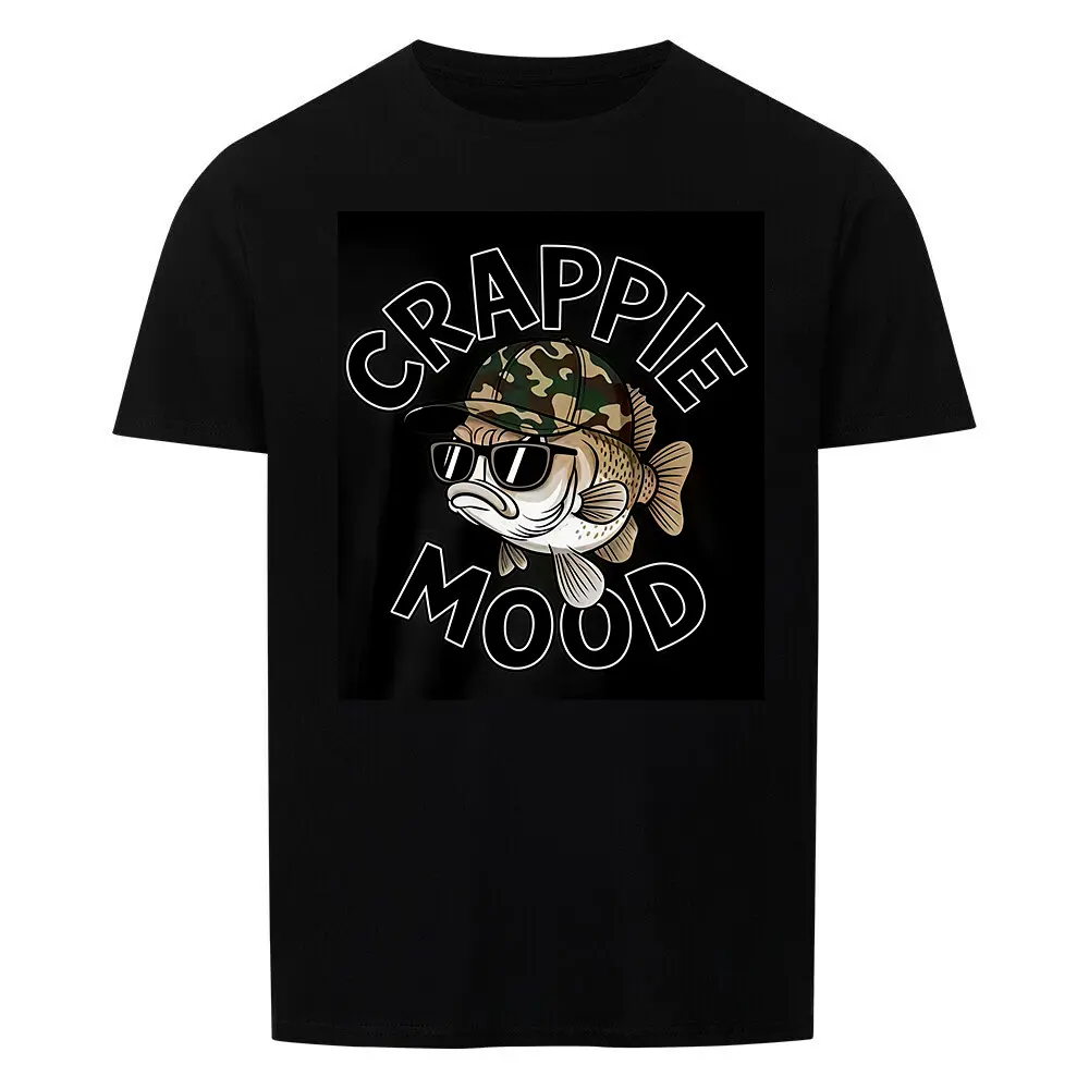 Lucky Angler Bite Me Crappie Mood T-shirt Fishing Hook Graphic Tee for Anglers 100% Cotton Casual Shirt for Outdoor Menswear