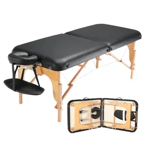 Professional Wide Massage Table, 30-Inch Wide, Heavy Duty Folding Spa Massage Bed, 8-Level Height Adjustable Facial Salon And Tattoo Bed, Portable Therapy Table With Headrest, Hand Pallet, Carrying Bag, 750-Lb Capacity