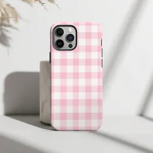 Pink Gingham Phone Case Preppy For iPhone
