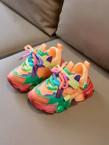 Girls' Cute Colorful Fashion Casual Shoes, Comfortable Mesh Casual Low Top Sneakers, Roundtoe Laces Trainers, Child Leisure Shoes for Outdoor Activities, School Wear