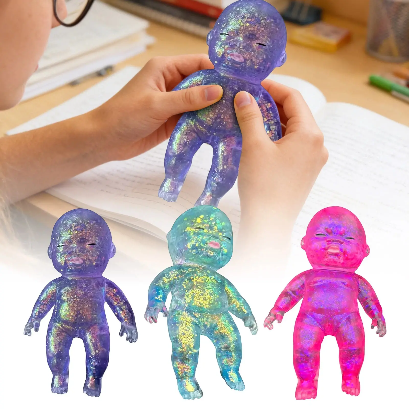 Large Sparkly Curiosities Sugar Swaps Jumbo Baby Squishy - Unisex Collectible Trading Toy, Squishy Hunting Assorted Collectible Squishies, Oddly Satisfying Stress Relief Sensory Fidget Toy for Kids, Adults, Collectibles