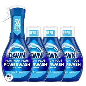 Dawn Platinum Powerwash Dish Spray, Dish Soap Liquid, Fresh Scent Bundle, 1 Spray + 3 Refills, 16oz Each (Pack of 4)