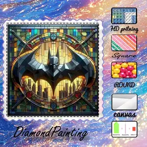 5D-DIY, high-grade velvet canvas, diamond art, diamond painting bat logo AB diamonds, fairy dust diamonds, crystal diamonds, perfect home decoration, handmade diamond art painting kit, special craft diamond art kit, Diamond Painting Kits
