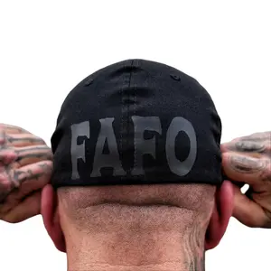 FAFO Black On Black Back Style Flexfit Cotton Hat – Black Flexfit Hat, Cotton Spandex Blend, Everyday Streetwear Use, Comfort Fit Headwear With Modern Style, Baseball Cap Adjustable
