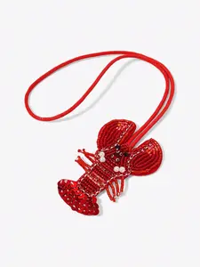Lobster Beaded Sequins Pendant, Handmade Keychain Bag Charm, Unique Accessory for Bags and Keys, Stylish and Durable Design