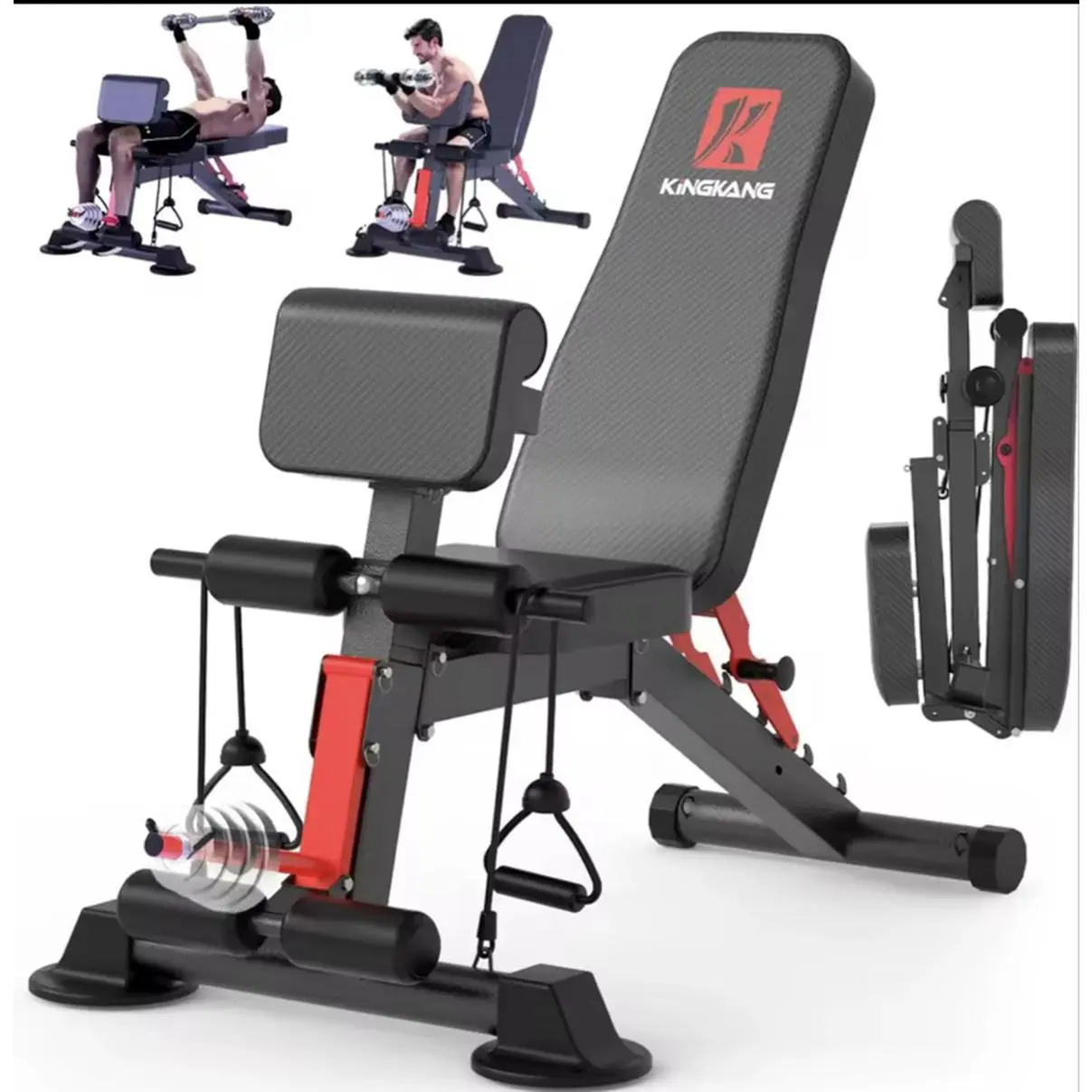 14-in-1 Foldable Workout Bench Pre-Assembled Multi-Functional 1000 lbs 6 Adjustable Levels for Full Body Workout - Adjustable Fitness Equipment for Home Gym Use