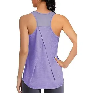 Workout Tops for Women, Racerback Tank Tops for Women Athletic Tank Tops Mesh Yoga Shirts Running Sleeveless Gym Cloth (Purple, M)