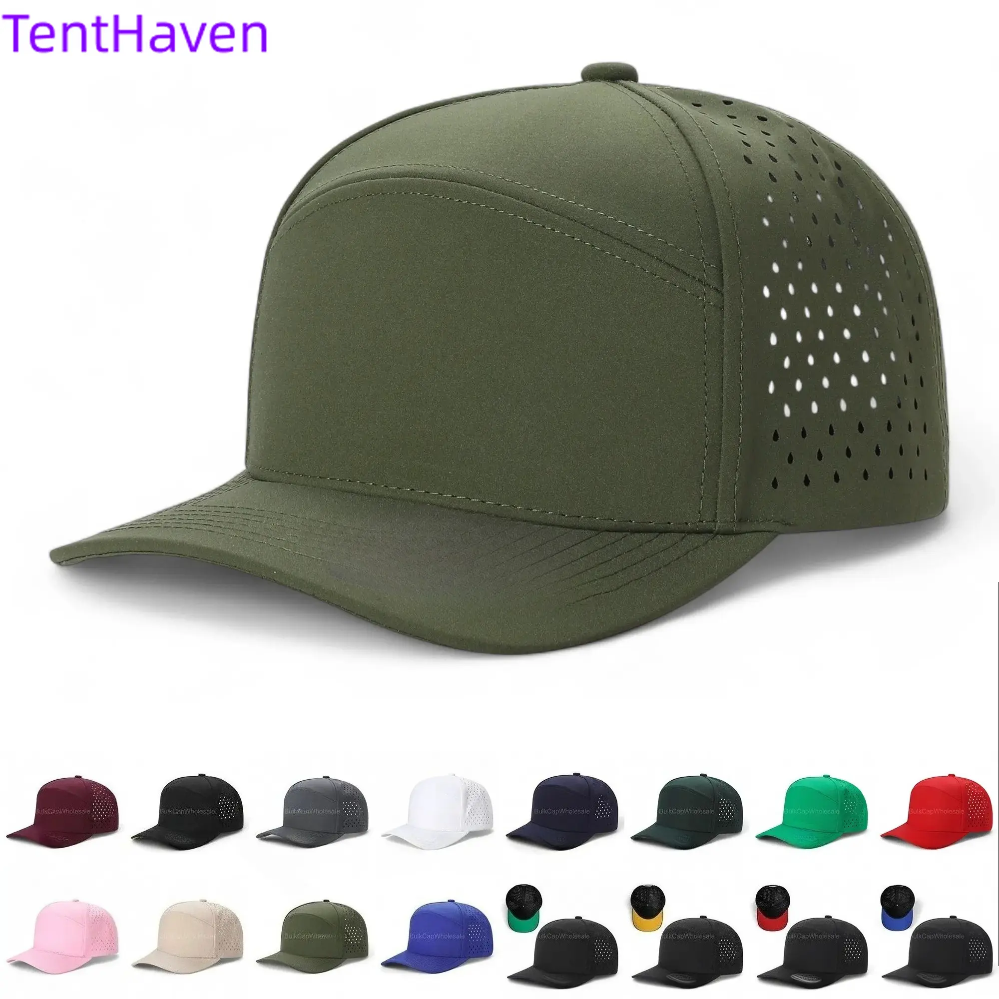 Adjustable Streetwear Cap for Men, 7-Panel Solid Cotton Fashion Snapback with Waterproof Visor & Laser Vented Panels, Fashion Snapback Hat, Casual Outfits Cap, Fashionable Hats, Men's Hats, Adults
