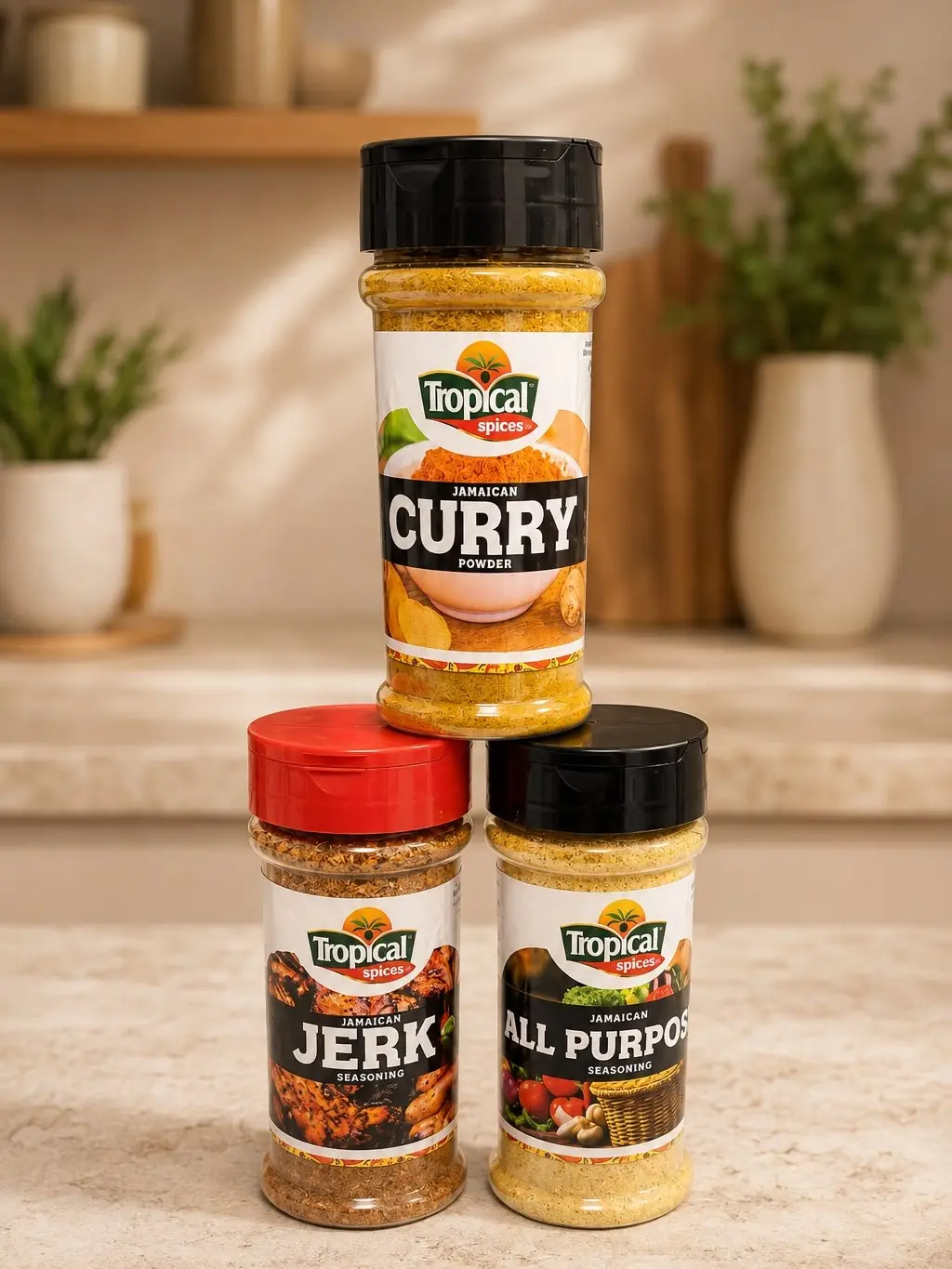 Tropical Spices Jamaican Seasoning Bundle of 3 – Curry Powder, Jerk & All Purpose Caribbean Seasonings