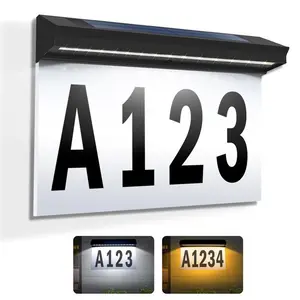 House Number Plaque, Address Numbers, Lighted House Number, Waterproof LED Solar Address Sign, Mailbox Street Courtyard Lighting, House Illumination