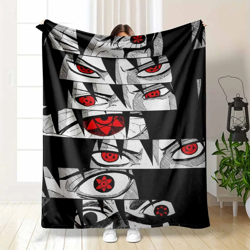 Sasuke Sharingan Eyes Flannel Blanket Anime Manga Panel Print High Contrast Graphic Ultra Soft Warm Cozy Fleece Throw Perfect for Living Room Couch Sofa Bed Gaming Lounge Decor Holiday Gift Ideas Collection summerwins