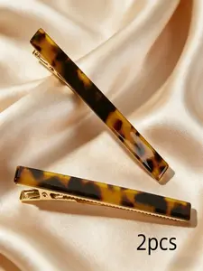 Tortoiseshell Hair Clips 2 Pcs Set, Casual Claw Clip Hair Accessories, Slide-On Hair Pins, Gift Idea, Women's Headwear, Hair Accessory Parts