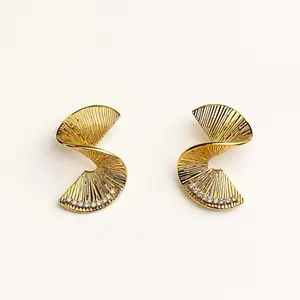 Golden Fan Statement Earrings