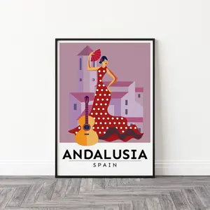 Andalusia Travel Poster | Spain Travel Poster | Flamenco Wall Art I Vintage Travel Poster