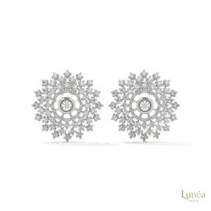 2.70 CT. Snowflake Diamond Cluster Earrings | Lab Grown | 14K Gold & Platinum