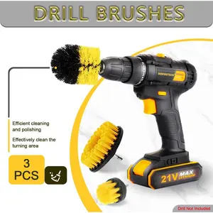 3Pcs Car Wheel Tire Scrub Cleaning Brush Kit Auto Washing Cleaner Tool for Drill