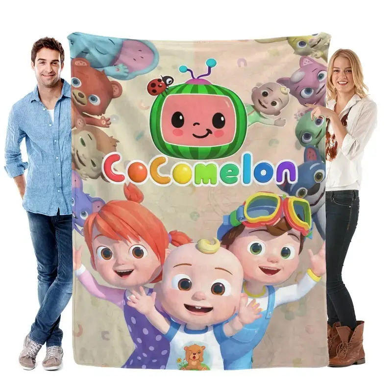 Cocomelon Kids Flannel Throw Blanket - Soft, Funny Cartoon Print, Anti-Slip Velvet, Classic, Warm for Bedroom Sofa, Home & Travel, Living Room Decor, Baby Gift