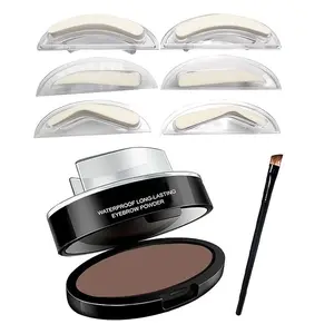 Eyebrow Powder Waterproof Stamp Seal Perfect Nature Eye Brow Tinting Coloring Kit Delicate Shape (301#   Light Brown)