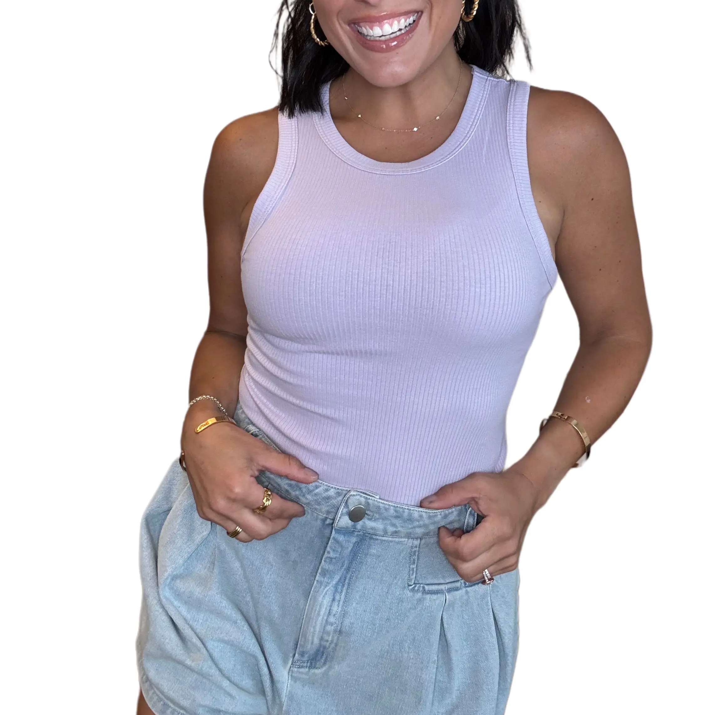 Josie Ribbed Bodysuit In Lavender