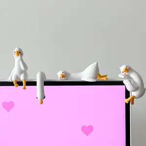 Lazy Duck Mini Desk Decoration, Cute Cartoon Figurine, Cute Tired Duck Figurine for Office Home Car, Work Companion Desktop Ornament, Perfect Gift for Computer Screen & Workspace