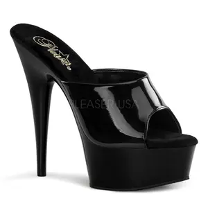 Women's Stylish Fashion 6-Inch Heeled Stiletto Platform Shoe - DELIGHT-601 Black Patent Sandal