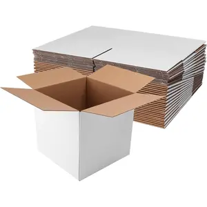 8x8x8 Shipping Boxes Set of 25, White Corrugated Cardboard Box for Small Business Packaging and Mailing