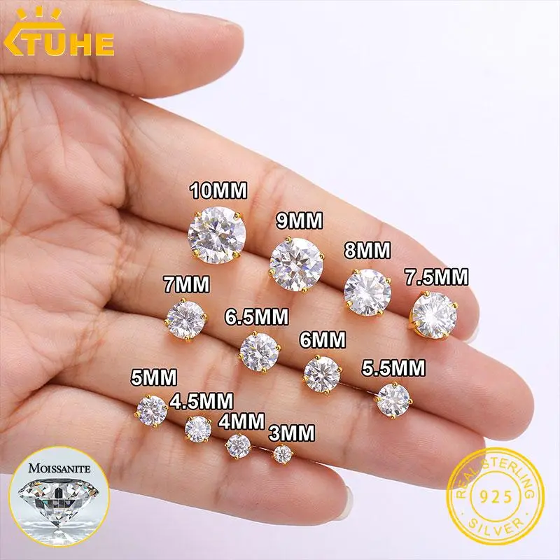 💎 Flawless Moissanite Stud Earrings (3–10mm) – Diamond Look Without the Price