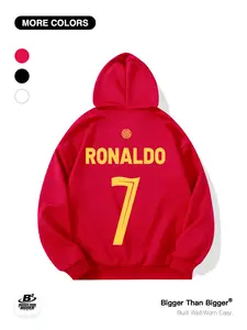 Cristiano Ronaldo Graphic Print Hoodie, Loose Fit Casual Sweatshirt with Pockets, Breathable Sportswear for Men and Women, Trendy