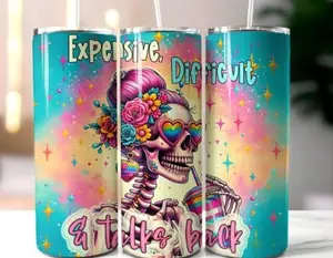 Expensive Difficult and Talk back 30 oz tumbler with lid and straw