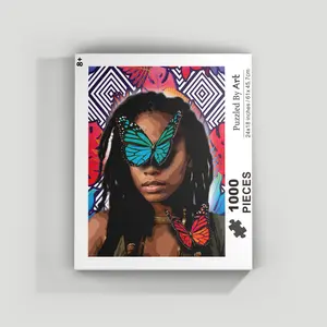Blue Majesty - Puzzled By Art Signature Puzzle for Adults, Black Art Jigsaw Puzzles, 1000 Pieces, Vibrant Art Celebrating Culture & Diversity, Difficult Challenging, 24x18in