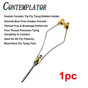 1pc Dual Ceramic Tip Fly Tying Bobbin Holder, 10.5cm(4.13inch) Stainless Steel Anti-Cut Thread Tool for DIY Fishing Flies,No More Broken Threads, Fly Fishing Tying Tool,DIY Flies Accessory