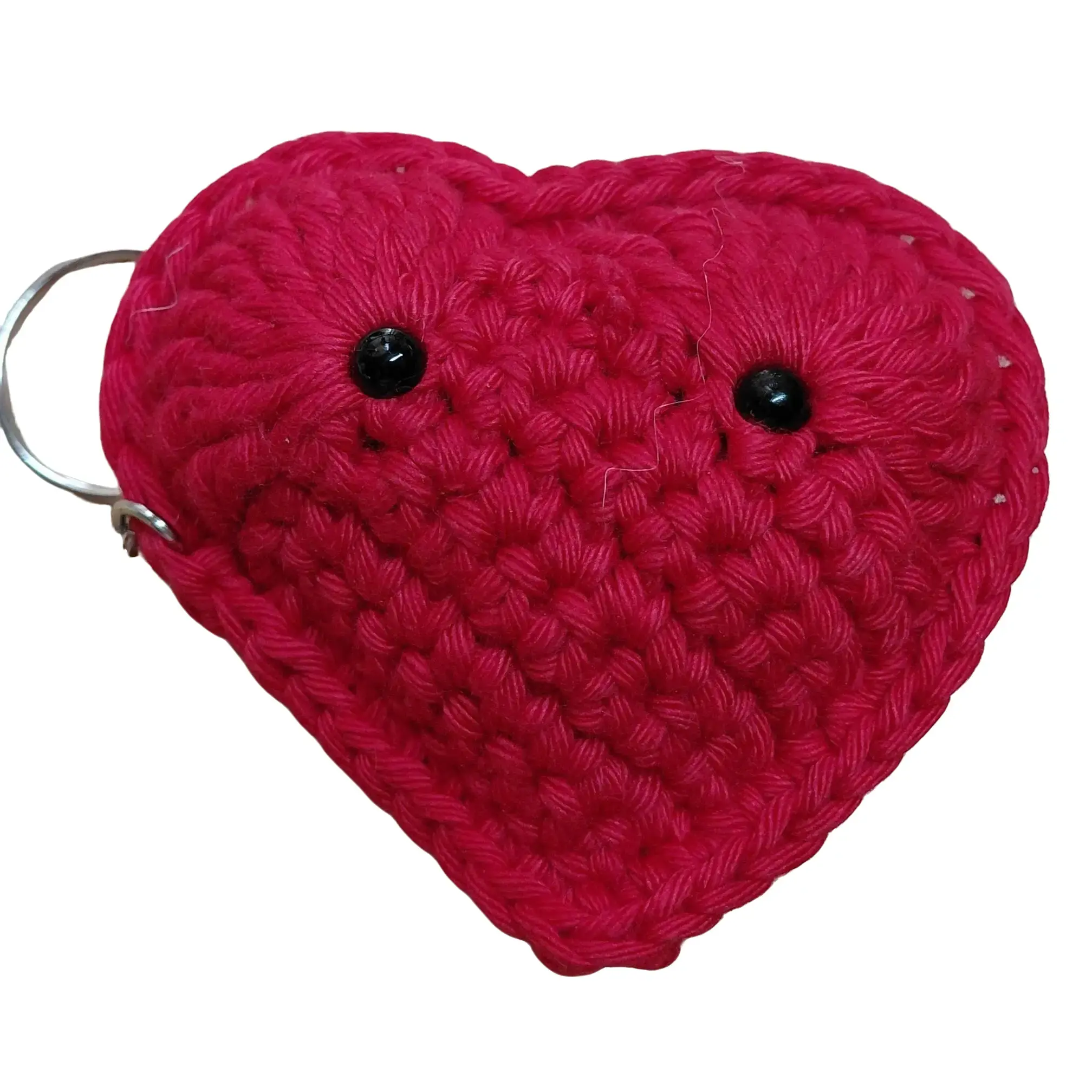 New Portable Handmade Crochet Cotton Solid Heart Key Chain for Women - 3.5in Collectible Accessory, Choking Hazard Small Parts, Ideal for Backpack Key Organization, No Excessive Bulk, 3 1/2 Inches