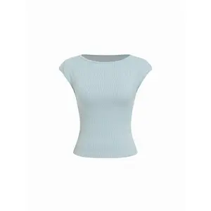 Cider High Stretch Textured Boat Neck Short Sleeve Tee SummerWins