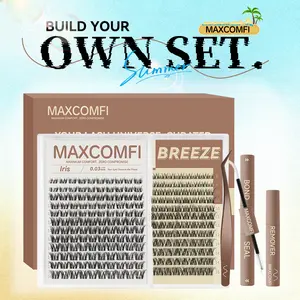 BREEZE and IRIS | MaxComfi No Itchy Eyes Here Long-Lasting, Waterproof & Super Soft & Thin Band Too VIVI STYLE GLOSA |  Waterproof Long-Lasting Natural Daily Volume Style Beginner-Friendly DIY Lashes for Flawless Voluminous Look Trendy Must-Have Clusters