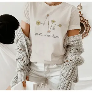 Growth is not a linear process.  Soft-toned floral pattern art print short-sleeved shirt.