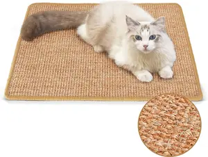Cat Scratcher Mat, 23.6 X 15.7 Inch Natural Sisal Cat Scratch Mats, Horizontal Cat Floor Scratching Pad Rug with Sticky Velcro Tapes, Protect Couch and Carpets
