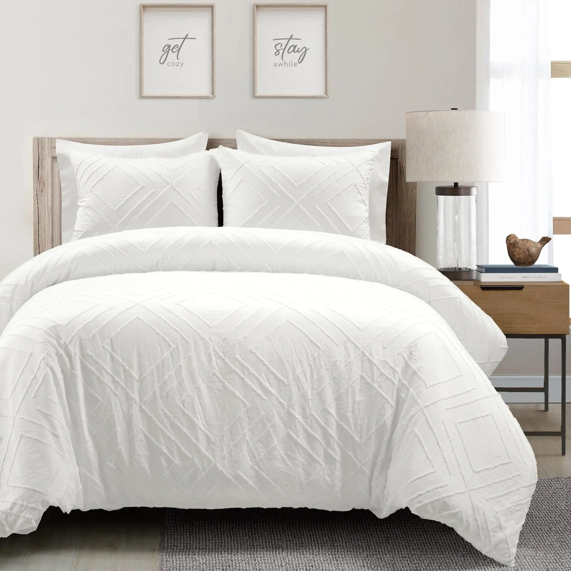 Lush Decor Diamond Clip Jacquard Duvet Cover 3 Piece Set