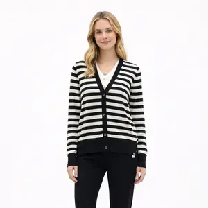 Classic Stripe Faux Two-Piece · Wool-Blend Cardigan