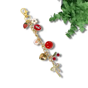 Color Me Red E-reader Chain Bookish Clip-On Accessory for Kindle Tablet or Other Device Red Smiley, Hearts, Bows, Cherries, Strawberries and Flowers