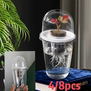 Hydroponic Planting Kit for Tomatoes, Peppers, and Delicate Plants, Transparent Plastic Cylinder, Automatic Watering System, Root Observation