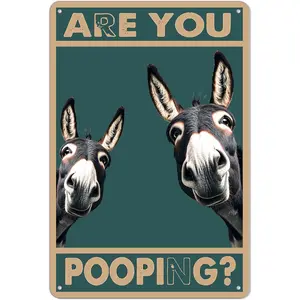 Funny Donkey Are You Pooping Aluminum Metal Signs Vintage Farmhouse Bathroom Wall Decor Donkey Lovers Gift
