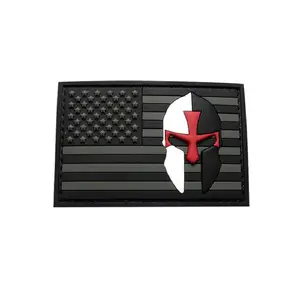 USA Flag Crusader Knights Templar Patch (3D-PVC Rubber-TK1)
