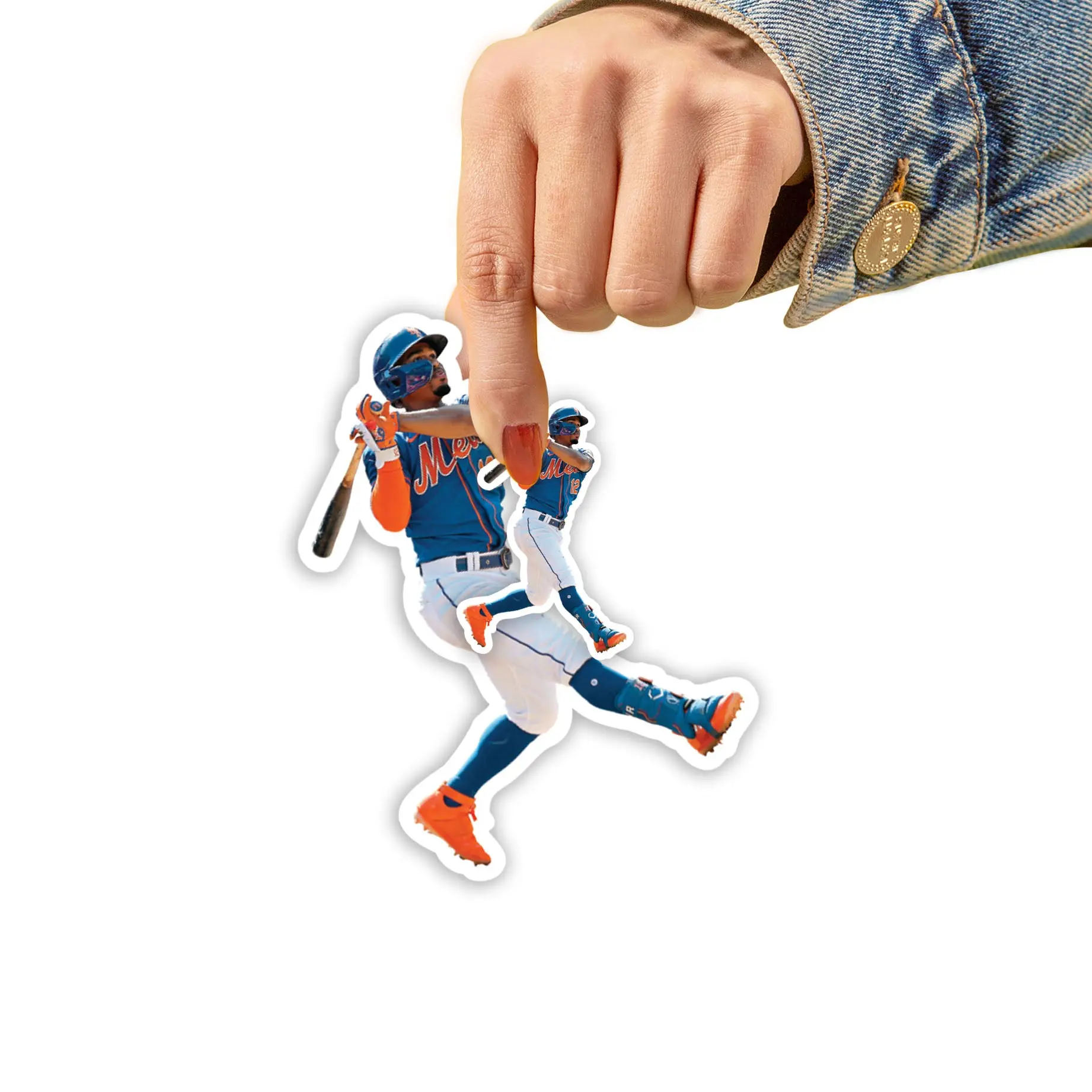 Official MLB Francisco Lindor New York Mets 5-Player Minis Mixed Sizes Reusable Vinyl Logo Stickers, Decorative Decal Sticker for Home Decor